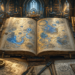An ancient illuminated codex lies open at the center of a massive oak drafting table inside a grand fantasy library. The book's pages display intricate architectural diagrams made of interconnected circles, layered structures, branching pathways, geometric grids, and cascading systems illuminated by flowing blue and gold magical energy. Surrounding the codex are blueprints, maps, scrolls, compasses, measuring tools, and drafting instruments arranged in an organized workspace. Towering bookshelves filled with books and manuscripts rise beneath vaulted stone arches in the background. Warm lantern and torchlight blend with soft magical illumination, creating a scholarly atmosphere of knowledge, craftsmanship, structure, and discovery. The scene evokes a Dungeons & Dragons-inspired vision of system design and architecture, with the codex serving as the focal point of an orderly realm governed by hidden rules.