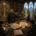 Frank Jamison, portrayed as a seasoned guildmaster and veteran engineer, stands in a grand fantasy training hall guiding young adventurers toward foundational skills rather than magical treasures. A towering stone skill tree labeled Communication, Problem Solving, Systems Thinking, Adaptability, Debugging, and Architecture dominates the wall behind him. Apprentices study maps, engineering blueprints, notebooks, drafting tools, and glowing artifacts around a massive wooden training table marked Choose Your Path. Through large arched windows, fantasy landscapes represent different technology career paths including Frontend Development, Backend Engineering, Cybersecurity, and Cloud Architecture. Warm torchlight and subtle blue magical illumination create a wise, instructional atmosphere emphasizing mentorship, learning, and long-term skill development.