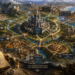 An epic fantasy map-style illustration depicts a thriving kingdom viewed from above, with a grand central castle labeled "The Core" connected by glowing roads and magical pathways to surrounding regions. Each district represents a software architecture concept, including Northern Watch (Security and Access Control), Eastern Ports (Integrations and External APIs), The Royal Treasury (Data Storage and Databases), The Observatory (Monitoring and Metrics), The Training Grounds (Testing and Quality Assurance), Market Square (Messaging and Event Streams), Resource Mines (Infrastructure and Servers), The Archives (Documentation and Knowledge Base), and Southern Gate (Clients and Users). In the foreground, an open book titled The Architect's Grimoire rests on a stone table alongside maps, drafting tools, and architectural plans. A banner reads, "A Well Designed Kingdom Endures. A Well Architected System Thrives." The image uses fantasy kingdom imagery to visualize software architecture as an interconnected, carefully planned realm.