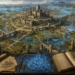 A panoramic fantasy kingdom is shown in the early stages of carefully planned expansion, centered on a partially completed stone castle surrounded by villages, bridges, roads, and farmland. Glowing blue architectural overlays, magical surveying grids, and blueprint-style projections illustrate future city walls, districts, bridges, and infrastructure without physically constructing them. In the foreground, an architect's drafting table holds illuminated blueprints, manuscripts, measuring tools, compasses, and engineering instruments, reinforcing the theme of deliberate planning and long-term design. The peaceful medieval landscape emphasizes thoughtful growth, maintainability, and architectural foresight in a classic Dungeons & Dragons-inspired editorial fantasy style.