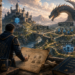 A sprawling medieval fantasy kingdom stretches across a lush valley, with a fortified castle serving as the central hub of an expansive network of roads, bridges, and satellite settlements that symbolize a scalable software architecture. A massive dragon circles above the kingdom, representing the challenges of system growth, while an architect studies detailed plans from a stone overlook in the foreground. Glowing pathways connect infrastructure throughout the realm, illustrating concepts such as load balancing, distributed systems, caching, and scalable services. The scene emphasizes thoughtful planning, resilient infrastructure, and measured expansion through richly detailed architecture and environmental storytelling, using a classic Dungeons & Dragons-inspired aesthetic to visualize modern software engineering principles.