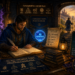 A fantasy-inspired software engineer in blue wizard robes studies an open spellbook at a glowing workshop desk beside an AI assistant orb. Surrounding signs and books emphasize engineering fundamentals, continuous learning, debugging, system reasoning, security, critical thinking, and maintaining expertise, reinforcing the message that AI should support an engineer’s capabilities without replacing independent thought and judgment.