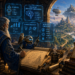 A fantasy software engineer works beside a small AI automaton in an enchanted workshop overlooking a vast cloud-bound kingdom. Glowing panels represent AI agents, the future of software engineering, developer evolution, human creativity, and responsible innovation, while books, blueprints, and signs emphasize systems thinking, engineering judgment, context, security, and responsible development.