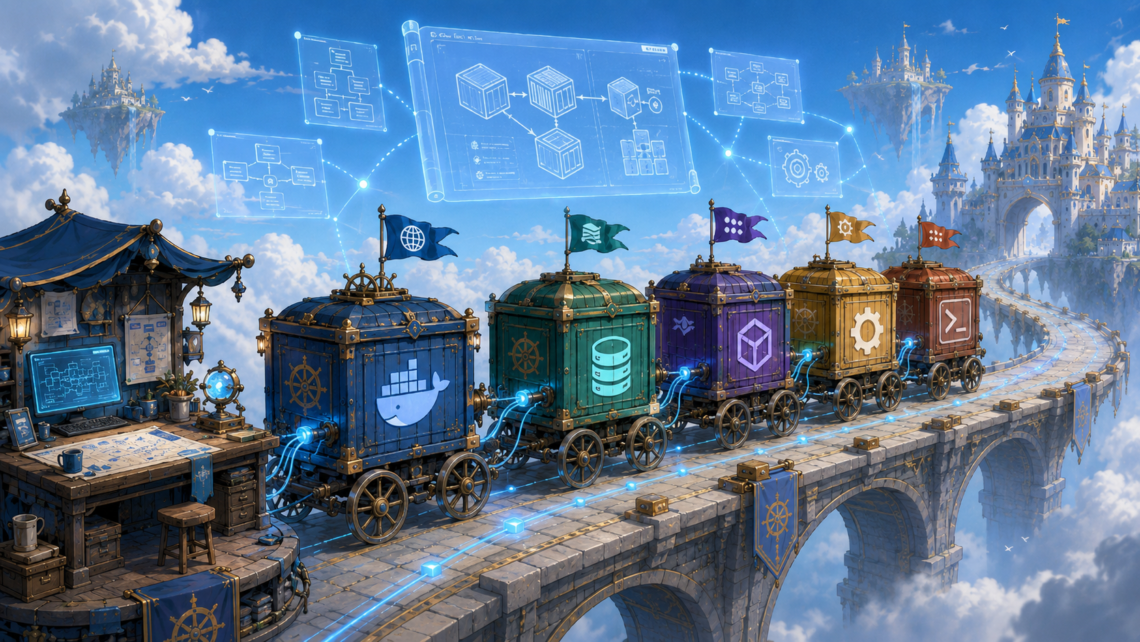 Docker Compose, Containerization, Multi-Container Applications, Container Networking, Service Dependencies, Application Configuration, Local Development Environments, Docker, Containers, Distributed Systems, Application Architecture, Service Architecture, Development Environments, DevOps, The Kingdom in the Clouds
